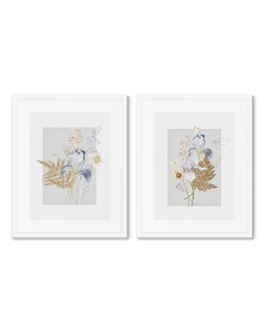 Набор из 2 х репродукций картин в раме floral set in pale shades no7 мультиколор 42x52 см Картины в квартиру