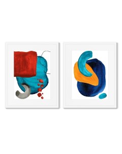 Набор из 2 х репродукций картин в раме forms and colors composition no7 мультиколор 42x52 см Картины в квартиру