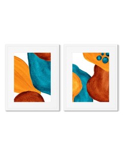 Набор из 2 х репродукций картин в раме forms and colors composition no10 мультиколор 42x52 см Картины в квартиру