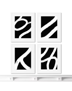 Набор из 4 х репродукций картин в раме no strings attached no4 черный 42x52 см Картины в квартиру