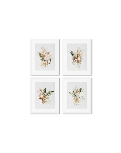 Набор из 4 х репродукций картин в раме floral set in pale shades no4 мультиколор 42x52 см Картины в квартиру