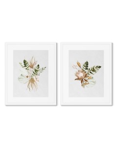 Набор из 2 х репродукций картин в раме floral set in pale shades no5 мультиколор 42x52 см Картины в квартиру