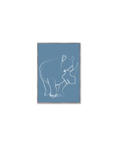 Репродукция картины на холсте rhino on blue голубой 75x105 см Картины в квартиру