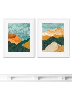 Набор из 2 х репродукций картин в раме layered mountains no1 мультиколор 42x52 см Картины в квартиру