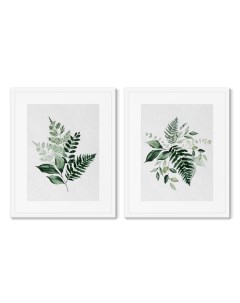 Набор из 2 х репродукций картин в раме floral set in pale shades no1 зеленый 42x52 см Картины в квартиру