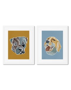 Набор из 2 х репродукций картин в раме happy dogs no3 мультиколор 42x52 см Картины в квартиру