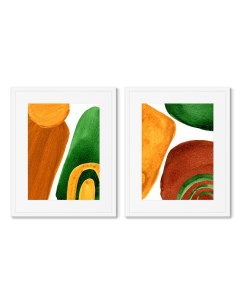 Набор из 2 х репродукций картин в раме forms and colors composition no4 мультиколор 42x52 см Картины в квартиру