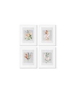 Набор из 4 х репродукций картин в раме floral set in pale shades no9 мультиколор 42x52 см Картины в квартиру
