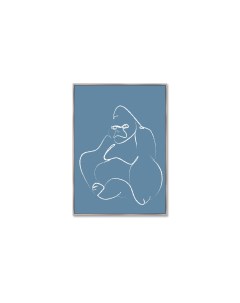 Репродукция картины на холсте gorilla on blue голубой 75x105 см Картины в квартиру