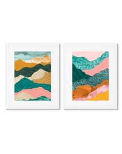 Набор из 2 х репродукций картин в раме layered mountains no2 мультиколор 42x52 см Картины в квартиру