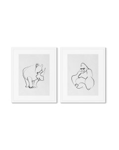 Набор из 2 х репродукций картин в раме gorilla and rhino белый 42x52 см Картины в квартиру