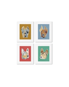 Набор из 4 х репродукций картин в раме happy dogs no4 мультиколор 42x52 см Картины в квартиру