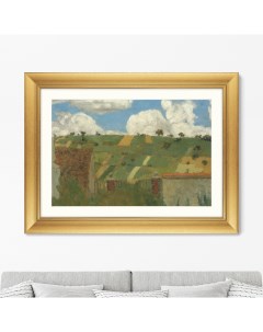 Репродукция картины в раме landscape of the ile de france 1894г зеленый 61x81 см Картины в квартиру