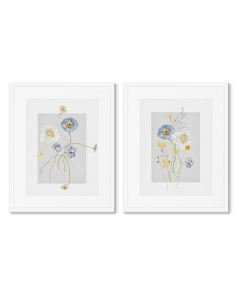 Набор из 2 х репродукций картин в раме floral set in pale shades no8 мультиколор 42x52 см Картины в квартиру