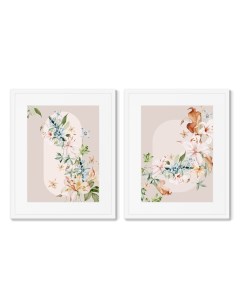 Набор из 2 х репродукций картин в раме floral set in pale shades no11 мультиколор 42x52 см Картины в квартиру