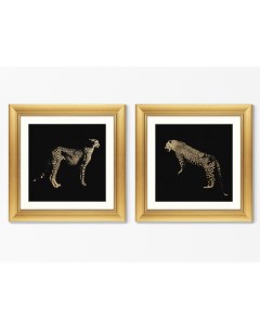 Набор из 2 х репродукций картин в раме the golden cats черный 60x60 см Картины в квартиру