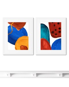 Набор из 2 х репродукций картин в раме forms and colors composition no14 мультиколор 42x52 см Картины в квартиру