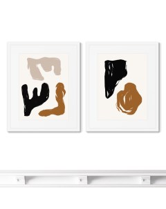 Набор из 2 х репродукций картин в раме earthly forms коричневый 42x52 см Картины в квартиру