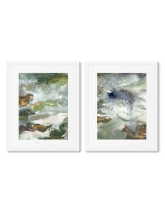Набор из 2 х репродукций картин в раме storm over the river мультиколор 42x52 см Картины в квартиру