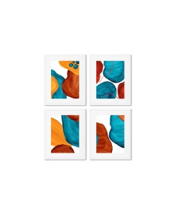 Набор из 4 х репродукций картин в раме forms and colors composition no1 мультиколор 42x52 см Картины в квартиру