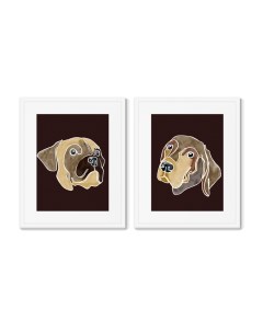 Набор из 2 х репродукций картин в раме happy dogs no2 мультиколор 42x52 см Картины в квартиру