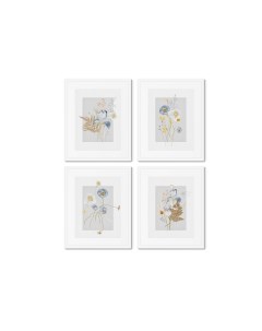 Набор из 4 х репродукций картин в раме floral set in pale shades no6 мультиколор 42x52 см Картины в квартиру
