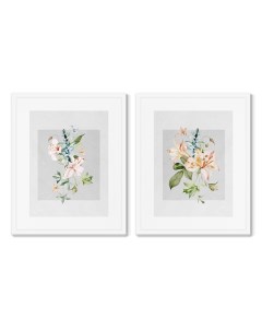 Набор из 2 х репродукций картин в раме floral set in pale shades no10 мультиколор 42x52 см Картины в квартиру