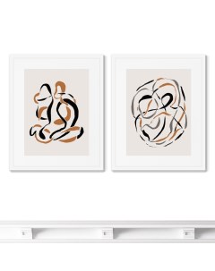 Набор из 2 х репродукций картин в раме calligraphic love бежевый 42x52 см Картины в квартиру