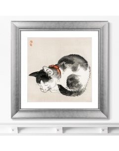 Репродукция картины в раме sleeping cat 1892г серый 60x60 см Картины в квартиру