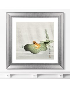 Репродукция картины в раме frog on lotus leaf 1901г зеленый 60x60 см Картины в квартиру