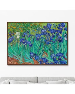 Репродукция картины на холсте irises 1889г зеленый 105x75 см Картины в квартиру