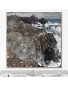 Репродукция картины на холсте storm on the island of yeu серый 105x105 см Картины в квартиру