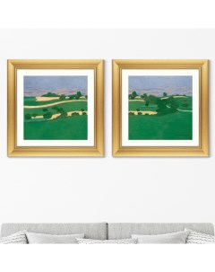 Набор из 2 х репродукций картин в раме corn fields зеленый 60x60 см Картины в квартиру