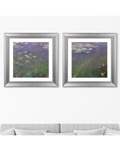Набор из 2 х репродукций картин в раме water lilies синий 60x60 см Картины в квартиру