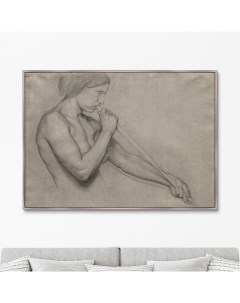 Репродукция картины на холсте angel blowing a trumpet серый 105x75 см Картины в квартиру