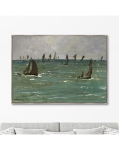 Репродукция картины на холсте boats at berck sur mer зеленый 105x75 см Картины в квартиру