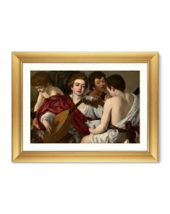 Репродукция картины в раме the musicians 1597г коричневый 80x60 см Картины в квартиру