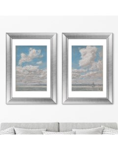 Набор из 2 х репродукций картин в раме seascape with open sky голубой 50x70 см Картины в квартиру