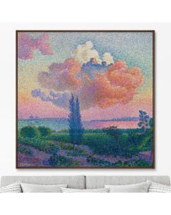Репродукция картины на холсте the rose cloud розовый 105x105 см Картины в квартиру