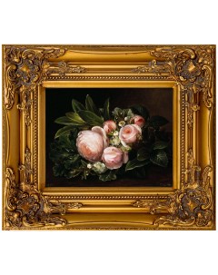Репродукция картины цветы на темном фоне розовый 34x40x5 см Object desire