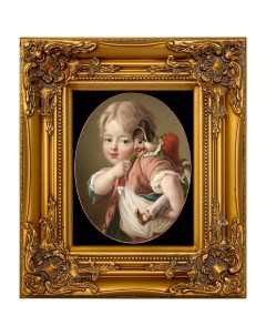 Репродукция картины портрет мальчика с полишинелем бежевый 34x40x5 см Object desire