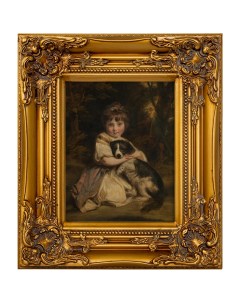 Репродукция картины портрет мисс боулз с собакой коричневый 34x40x5 см Object desire