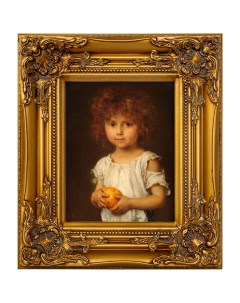 Репродукция картины рыжеволосая девочка с апельсином коричневый 34x40x5 см Object desire