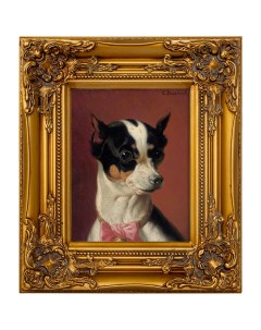 Репродукция картины портрет собаки с розовым бантиком розовый Object desire