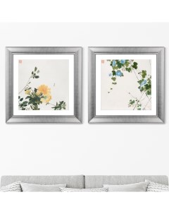 Набор из 2 х репродукций картин в раме insects and flowers v 1644г зеленый 60x60 см Картины в квартиру