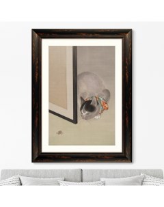 Репродукция картины в раме cat watching a spider 1888г серый 60x80 см Картины в квартиру