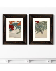 Набор из 2 х репродукций картин в раме maple from momoyogusa flowers 1910г бежевый 40x50 см Картины в квартиру