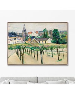 Репродукция картины на холсте place de village 1881г зеленый 105x75 см Картины в квартиру