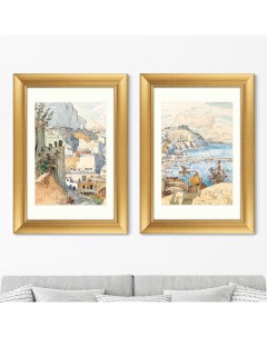Набор из 2 х репродукций картин в раме a view of capri 1927г бежевый 50x70 см Картины в квартиру
