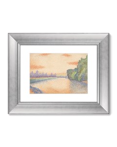 Репродукция картины в раме the banks of the marne at dawn 1888г оранжевый 50x40 см Картины в квартиру